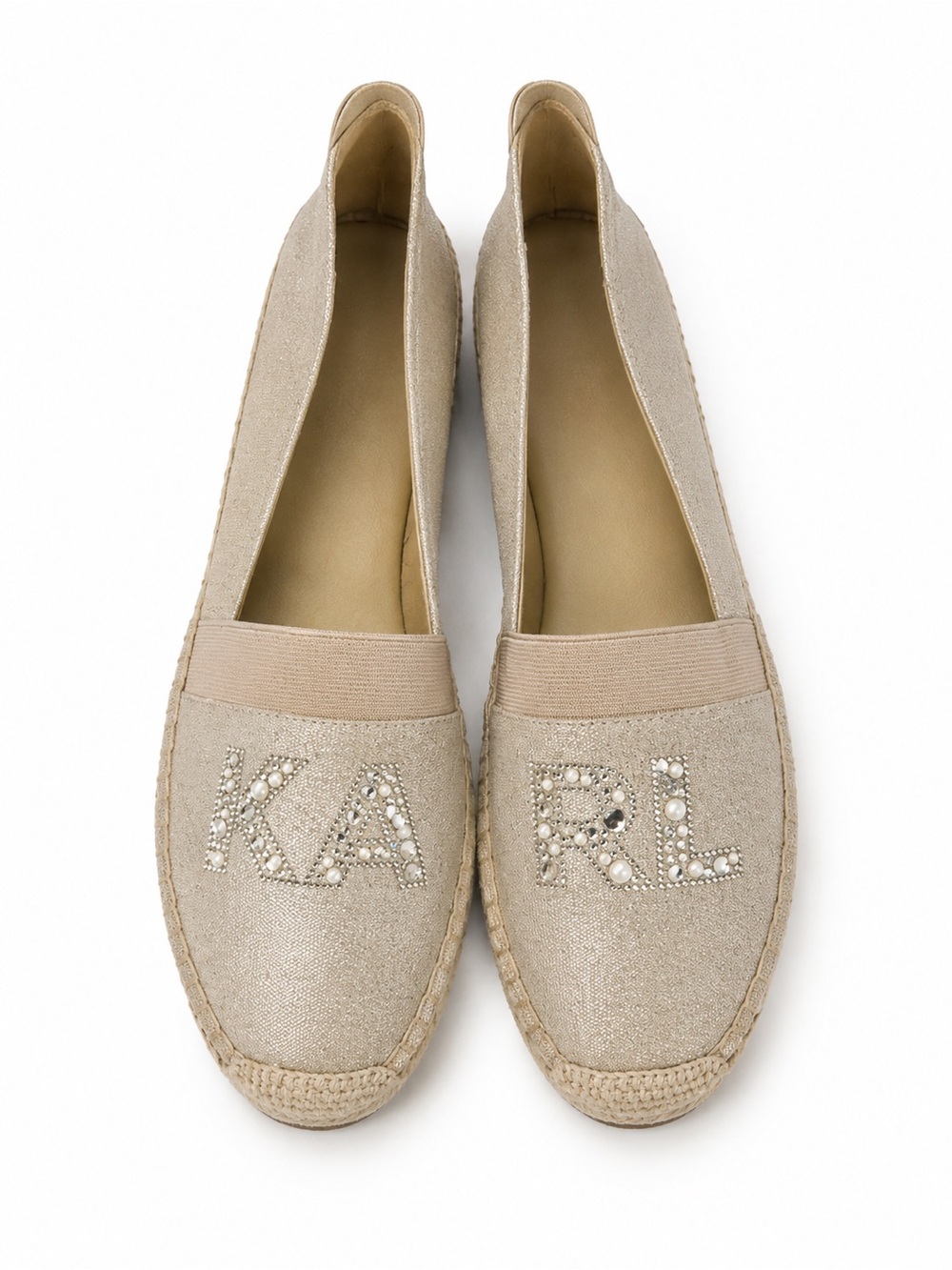 Karl Lagerfeld Manika Beaded Embellished Logo Espadrille Flats